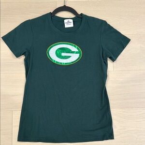 Green Bay packer logo womens green short sleeve shirt majestic size medium